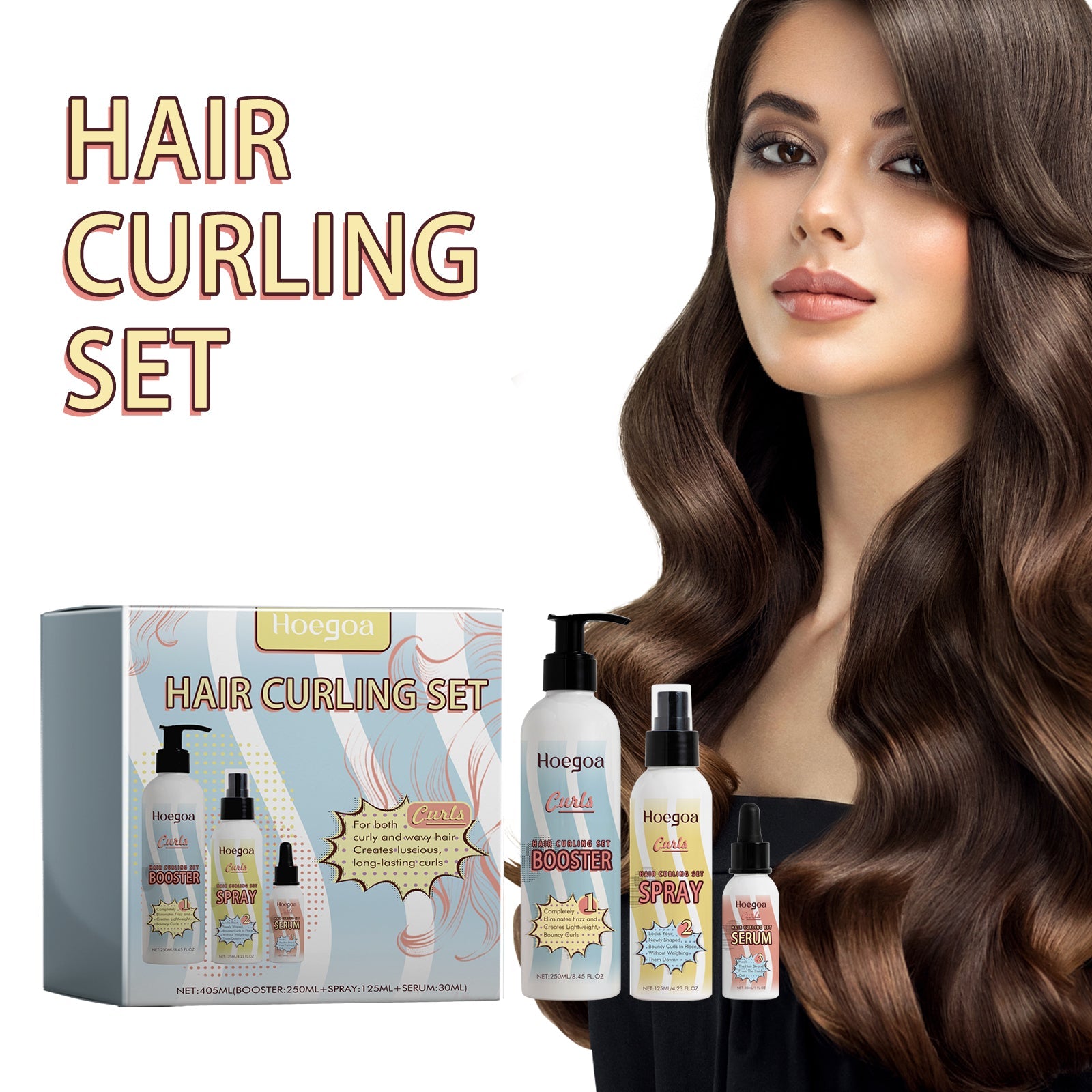Hair Curling Set, Moisturizing Curly Hair Styling Curly Styling Moisturizing Leave-In Hair Care - Korvel