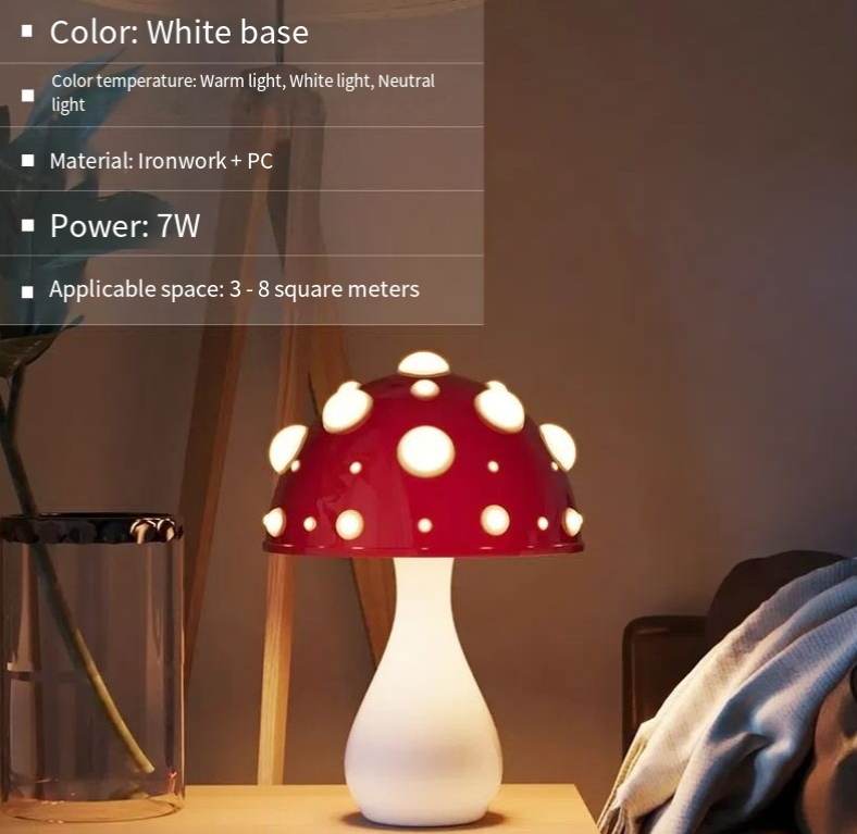 Mushroom Decorative Desk Lamp Bedroom Headboard Dimming Atmosphere Student Dormitory Desktop Night Light - Korvel