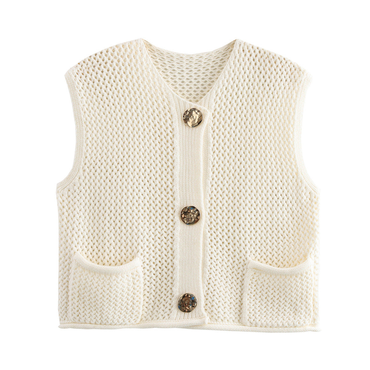 Versatile Crochet Hollow Vest in Solid Colors