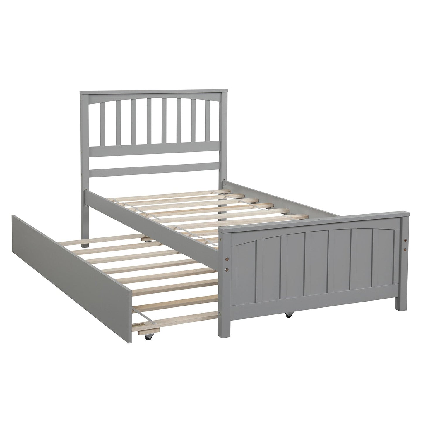 Twin size Platform Bed with Trundle Gray - Korvel