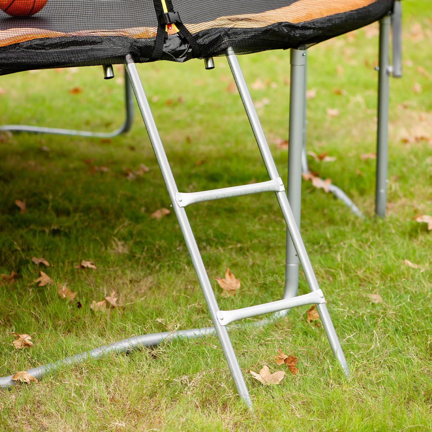 Trampoline avancé de 14 pieds avec panier de basket et échelle - Orange