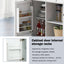 Kitchen trolley with rubber wood leaf countertop, 5-wheel kitchen island, storage cabinet and 3 dining drawers, white - Korvel