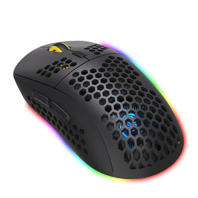 Hole hollow lightweight wireless 2.4G charging gaming mouse RGB luminous office mechanical mouse - Korvel