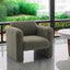 Modern style chair with sheepskin Sherpa fabric soft cushion, comfortable armchair, soft with backrest and pillow, seaweed green - Korvel