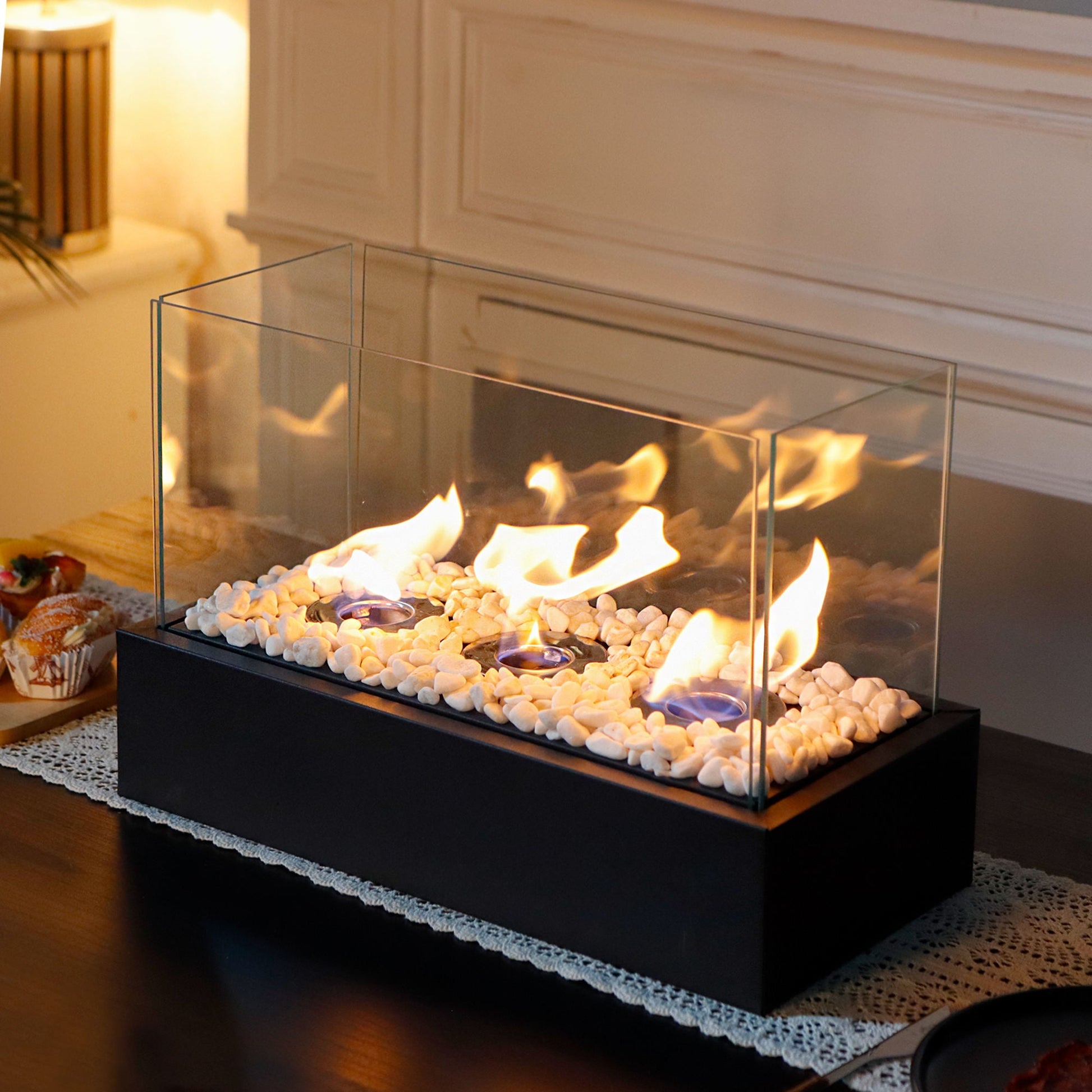 Rectangular three hole alcohol fireplace desktop home real fire heating alcohol lamp outdoor portable stove - Korvel