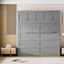 Full Size Murphy Bed Wall Bed with Top Cabinets,Gray - Korvel
