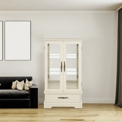 Elegant Lighted Curio Display Cabinet with Adjustable Shelves