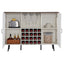 White Faux Rattan Barn Door Wine Cabinet with Wine Rack and Wine Glass Rack, Double Door Design with Removable Shelves - Korvel