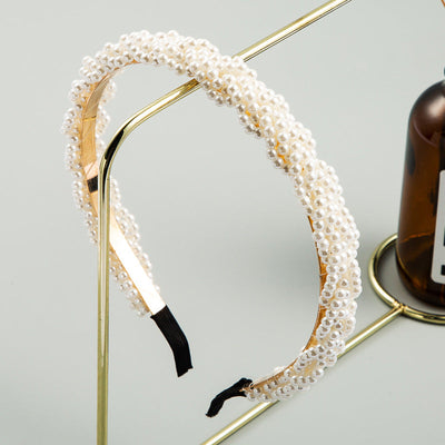 Korean Style Fashion Beautiful Wind Full Of Pearl Hair Hoop Girl Super Fairy Headband Temperament Wild Simple Head Buckle - Korvel