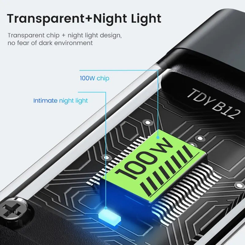 3-in-1 USB 100W Cable for Fast Charging and Data Transfer