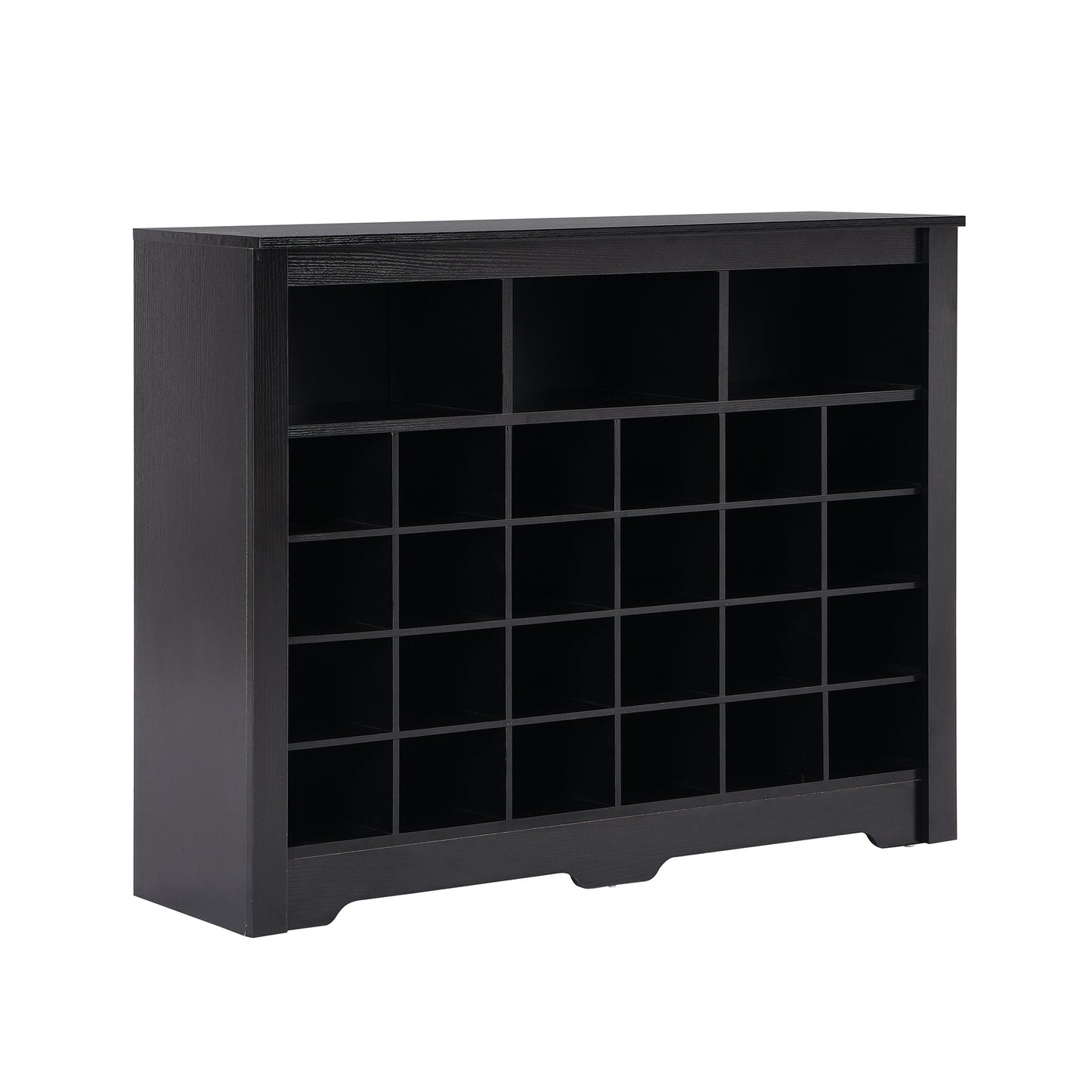 ONTREND Sleek Design 24 Shoe Cabinet - Modern Black Organizer