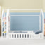 Full Size Wood House Bed with Fence and Detachable Storage Shelves, White - Korvel