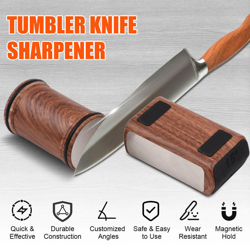 Rolling Knife Sharpener Magnetic Knife Holder Diamond Sharpening Stone Kit with 15 and 20 Degrees Angle Roller Kitchen Accessory - Korvel