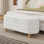Ottoman de rangement en tissu sherpa élégant avec pieds en bois