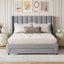 Full Size Storage Bed Velvet Upholstered Platform Bed with a Big Drawer - Gray - Korvel