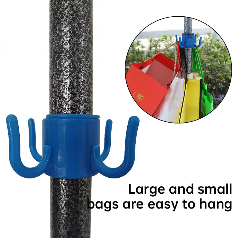 Portable Beach Umbrella Hook: 4-prong, universal for hats, bags, clothes; fits camping/beach umbrellas. - Korvel