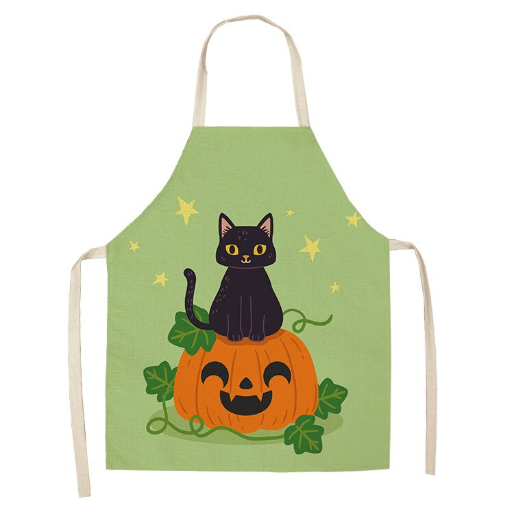 Cat Kitchen Aprons For Women Cotton Linen Bibs Household Cleaning Pinafore Home Cooking Apron kids kitchen barber - Korvel