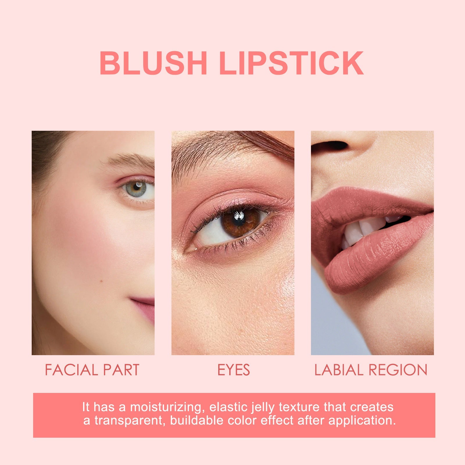Blush Lipstick, Natural Nude Light Long-Lasting Easy Color Blush Lip Gloss Stick - Korvel