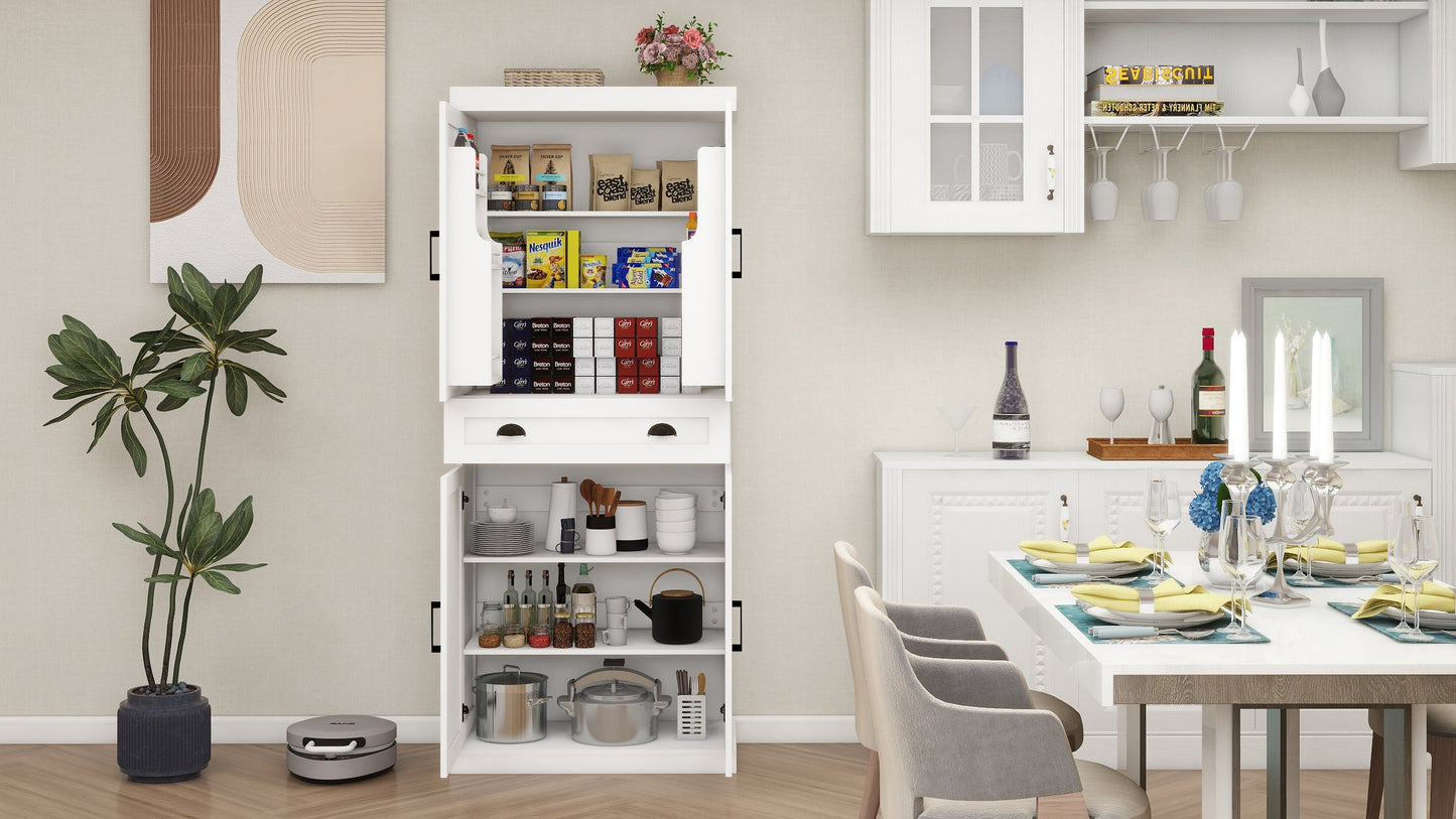Elegant 71" Kitchen Pantry Storage Cabinet with Adjustable Shelves