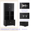 Bathroom storage cabinet, 4-door independent cabinet, adjustable shelf, open multi-layer shelf, black - Korvel