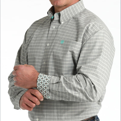 Stylish Grey and Cream Plaid Shirt | Cinch for Men - Korvel