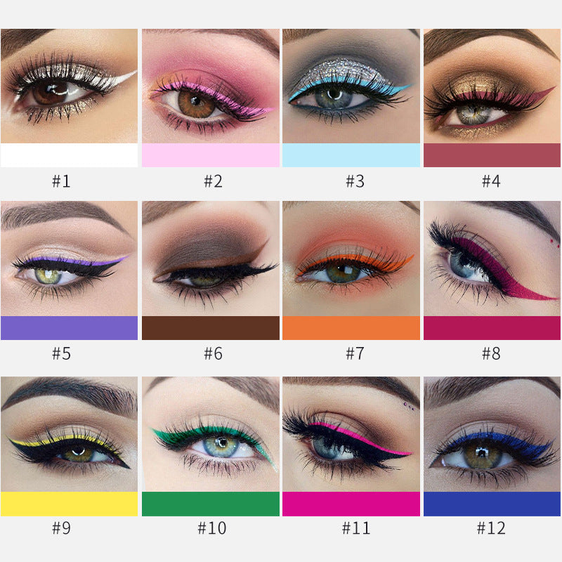 Color Eyeliner Matte Quick Drying Liquid Eyeliner Does Not Smudge 12 Boxes - Korvel