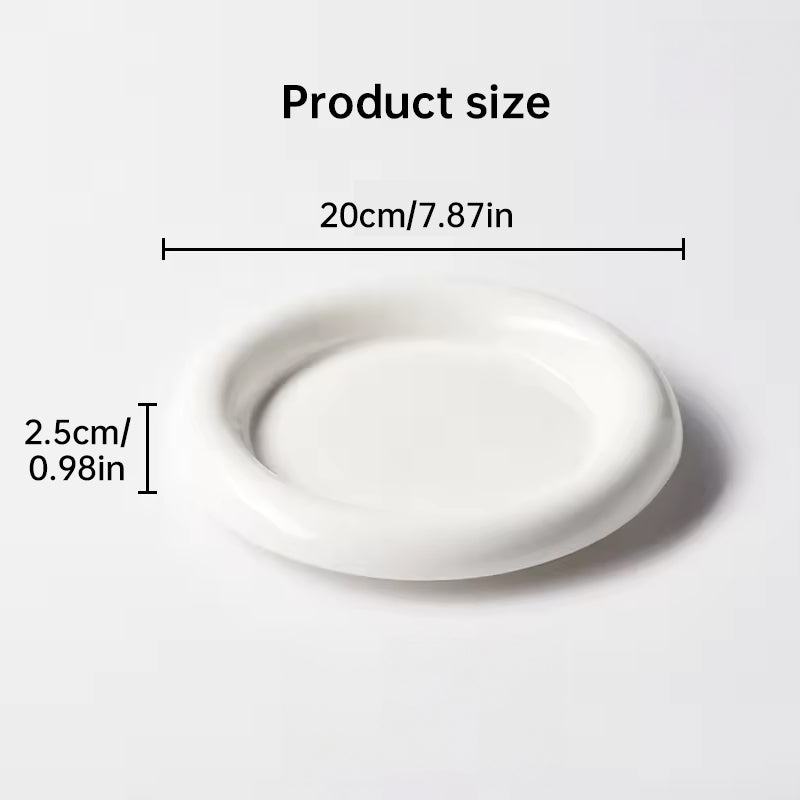 Ins - style Round Ceramic Food Plates. Thick - edged, creative Nordic tableware. Ideal for dessert, steak, pasta. - Korvel