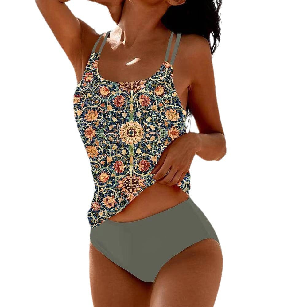 Digital Printed High Waist Tankini Swimsuit for Women