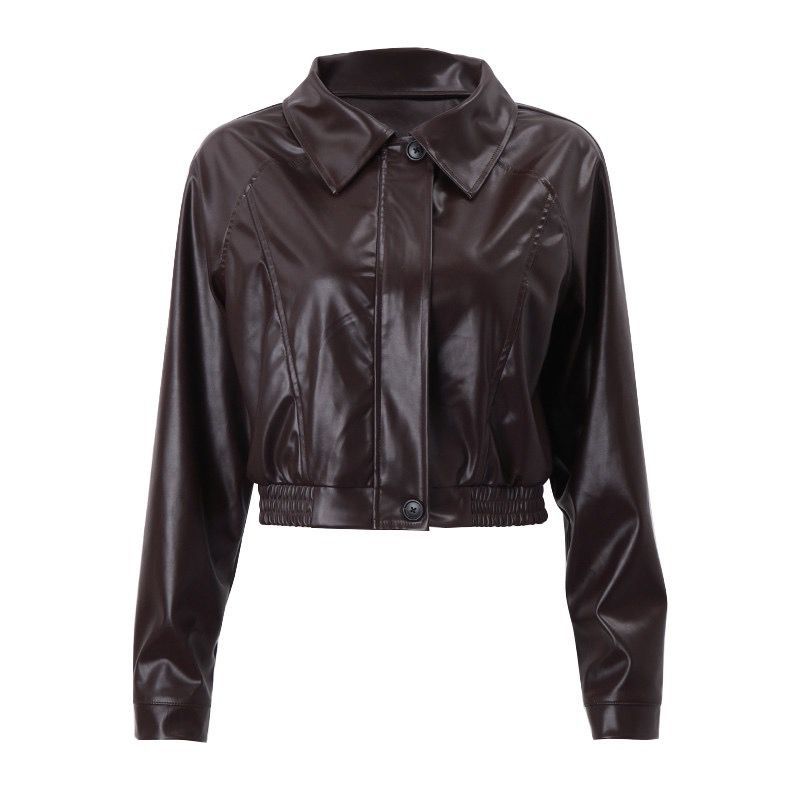 Women's Retro Zipper PU Leather Bomber Jacket