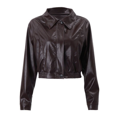Women's Retro Zipper PU Leather Bomber Jacket