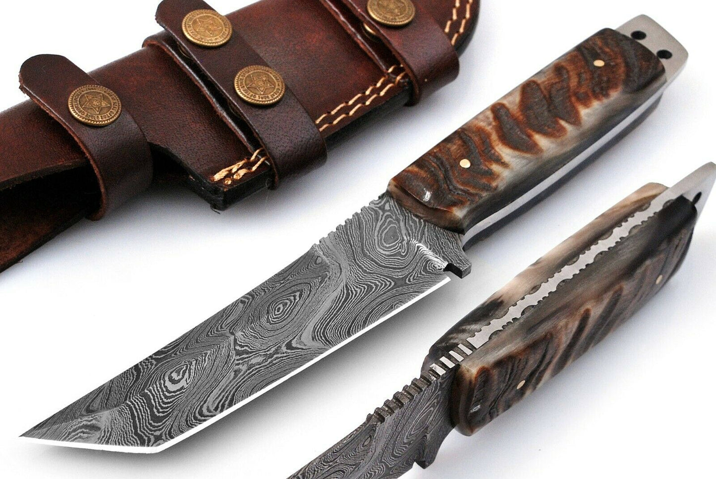 Exquisite Handmade Damascus Steel Tanto Knife - Korvel