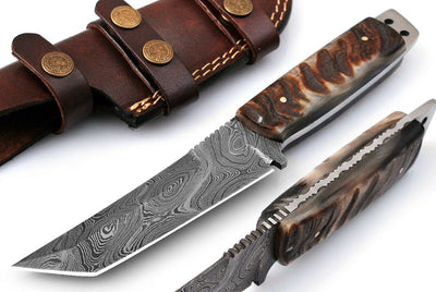 Exquisite Handmade Damascus Steel Tanto Knife - Korvel