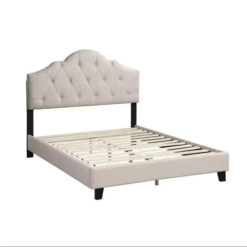 Lit Queen Size Contemporain avec Tête de Lit Réglable en Brun Clair