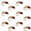 Nymphe Caddis Larva Tan Marron à Tête Perlée - Taille 16 (12 Mouches)
