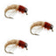 Paquete de 3 Moscas Nymph Bead Head Caddis Larva Marrón Claro Tamaño 16