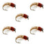 Nymphe Caddis Larva Tan Marron à Tête Perlée - Taille 12 (6 Mouches)