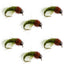 Bead Head Olive Brown Caddis Larva Nymph - Set of 6 Flies, Size 14