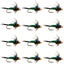 Premium Green Copper John Nymph Flies - 12 Pack Size 12 - Korvel