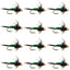 Premium Green Copper John Nymph Flies - 12 Pack, Size 18 - Korvel