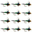 Bead Head Green Copper John Nymph Fly Fishing Flies - 1 Dozen Flies Hook Size 14
