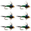 Premium Green Copper John Nymph Flies - 6 Pack, Size 14 - Korvel