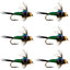 Premium Green Copper John Nymph Flies - Set of 6 Size 18 for Trout Fishing - Korvel