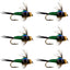 Premium Green Copper John Nymph Flies - Set of 6 Size 12 for Trout Fishing - Korvel