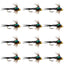 Premium Bead Head Zebra Copper John Nymph Flies - 12 Pack, Size 12 - Korvel
