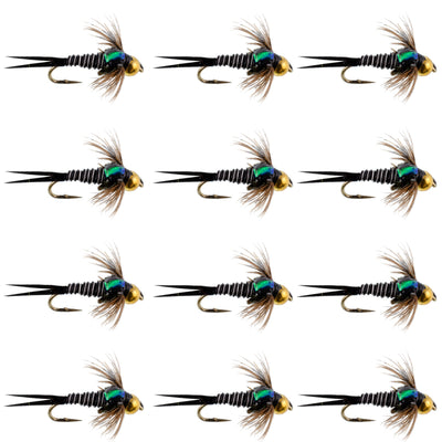 Premium Zebra Copper John Nymph Flies - 1 Dozen Size 16 for Effective Fishing - Korvel