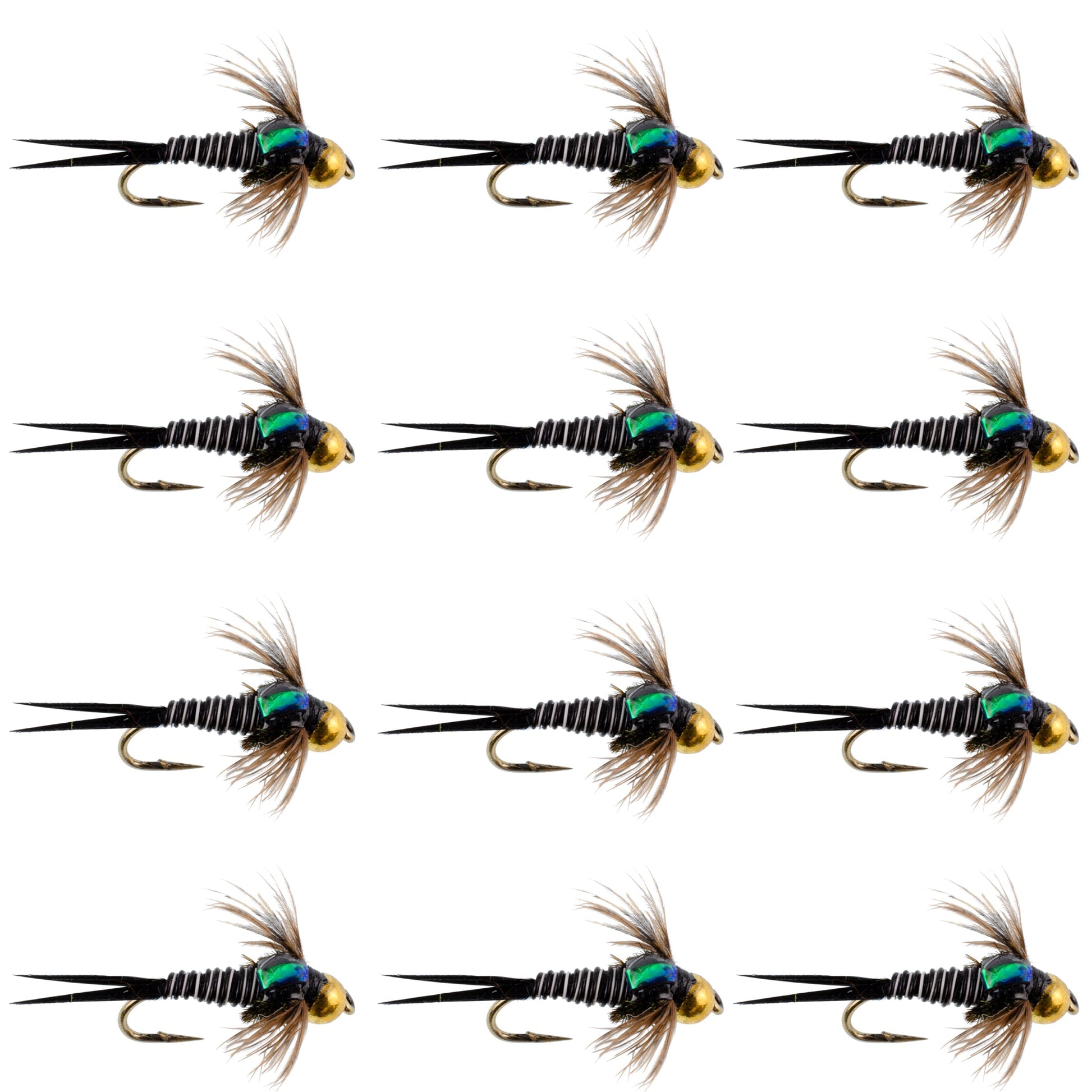 Premium Zebra Copper John Nymph Flies - 12 Pack, Size 14 - Korvel