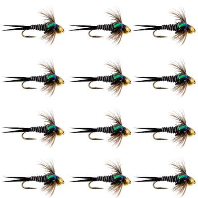 Premium Zebra Copper John Nymph Flies - 12 Pack, Size 14 - Korvel