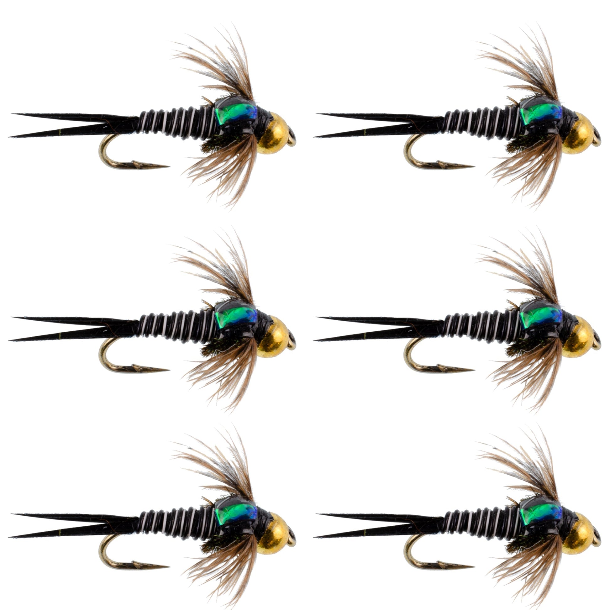 Premium Bead Head Zebra Copper John Nymph Flies - 6 Pack, Size 16 - Korvel