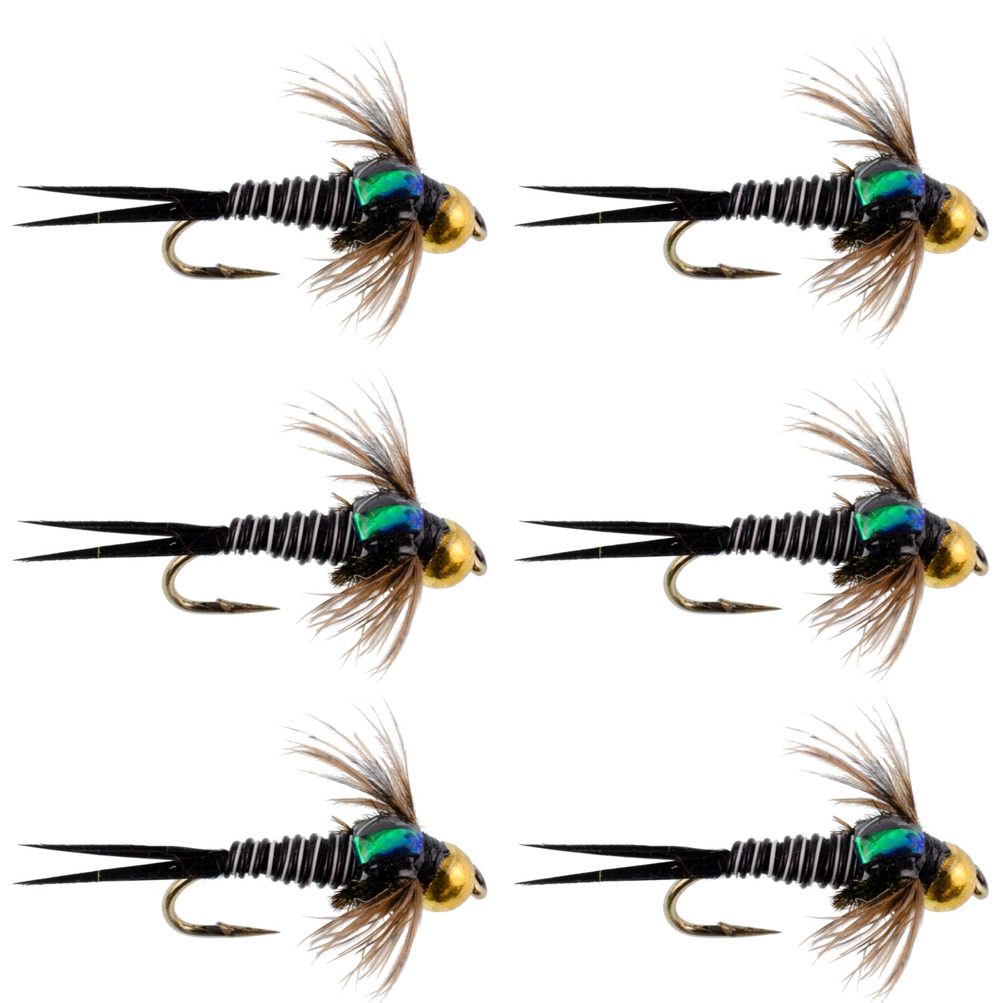 Premium Zebra Copper John Nymph Flies - 6 Pack, Size 12 for Ultimate Fishing Success - Korvel