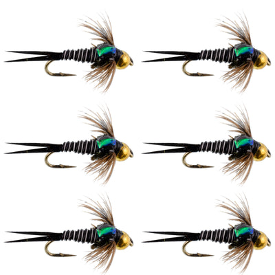 Premium Zebra Copper John Nymph Flies - 6 Pack, Size 12 for Ultimate Fishing Success - Korvel